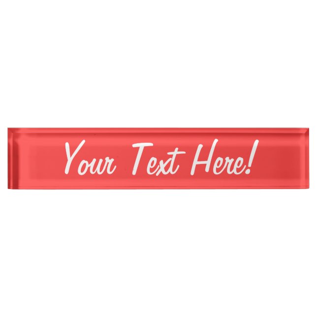 Vibrant Coral Colour Decor Customize This Nameplate (Front)