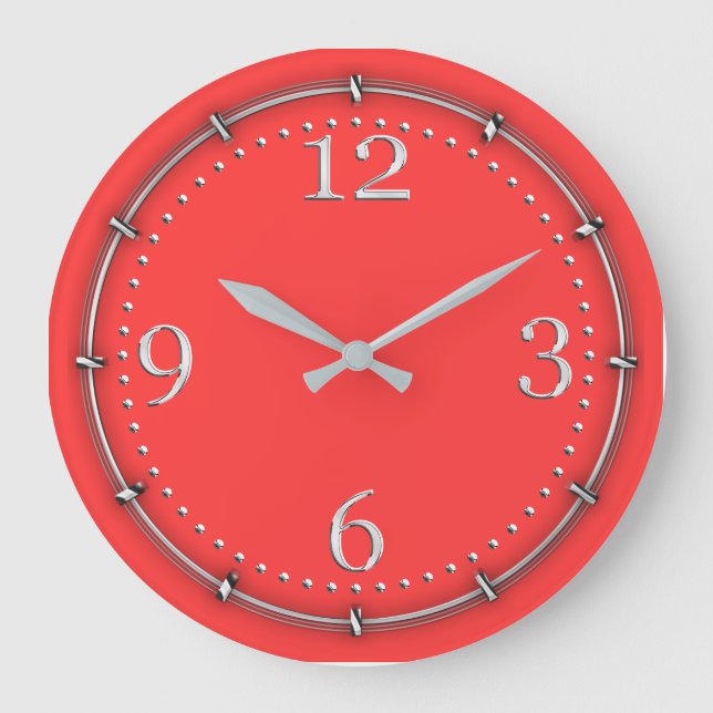 Vibrant Coral Colour Decor on a Large Clock (Front)
