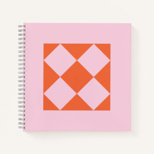 Vibrant Coral & Pastel Pink Geometric Notebook