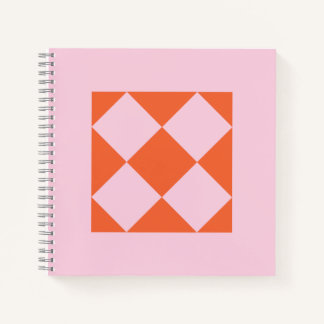 Vibrant Coral & Pastel Pink Geometric Notebook