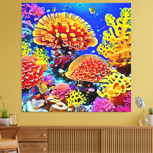 Vibrant Coral Reef Sea Wonder Art Canvas Print