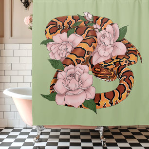 Vibrant Corn Snake Pink Peony Flowers Green