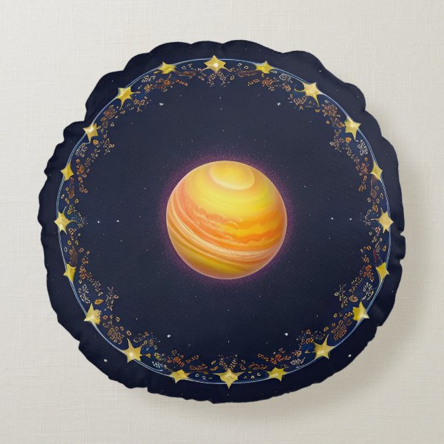 Vibrant Cosmic Artwork Round Pillow (Front)