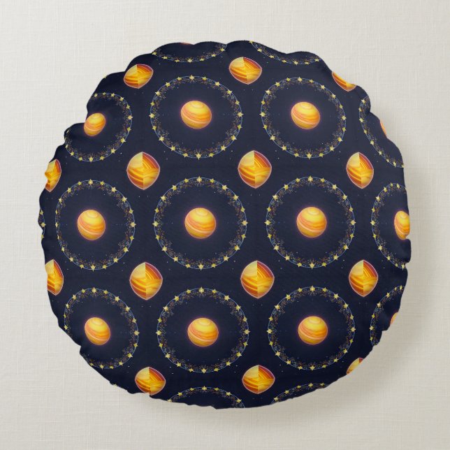 Vibrant Cosmic Artwork Round Pillow (Front)