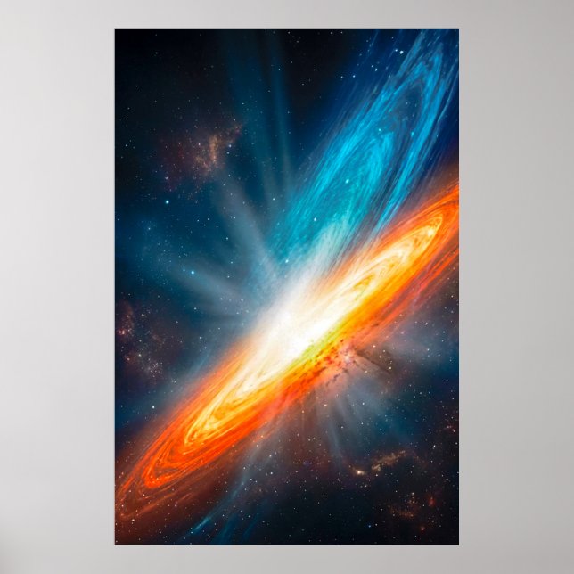 Vibrant Cosmic Galaxy Sci Fi Orange Blue Poster (Front)