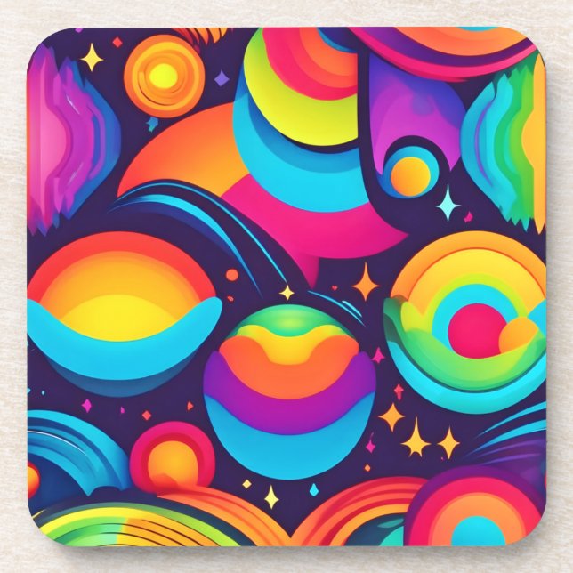 Vibrant Cosmic Kaleidoscope Coaster (Front)