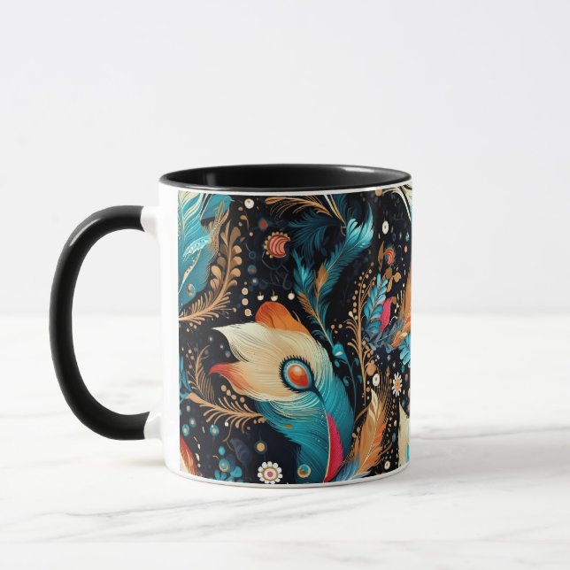 Vibrant Cosmic Rocket Adventure Mug (Left)