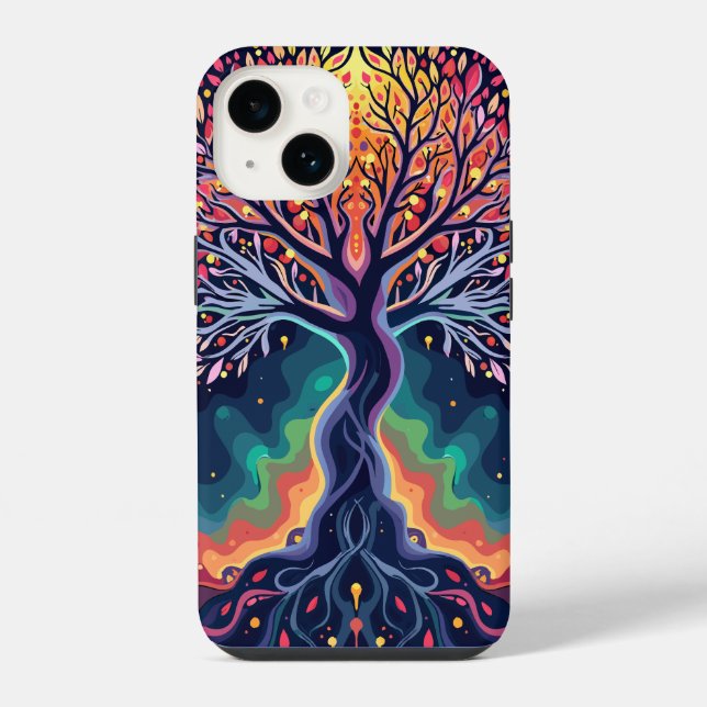 Vibrant Cosmic Tree iPhone Case (Back)