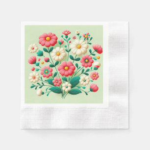 Vibrant cottage style flowers napkin