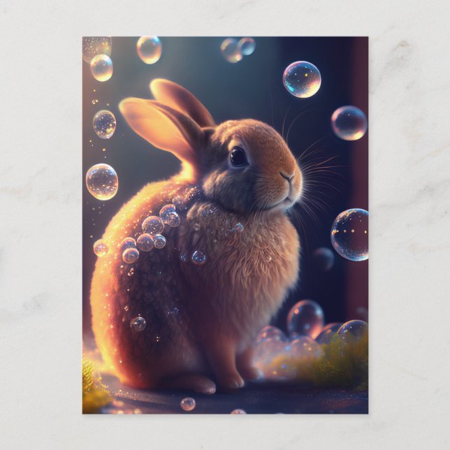 Vibrant couleur bulle lapin lapin carte postale (Devant)