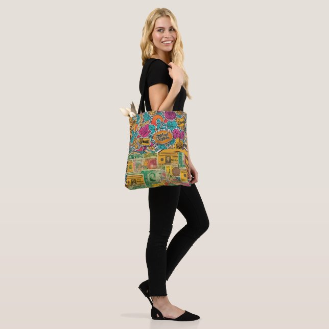 "Vibrant Crazy Colour - Stand Out with Style Tote Bag (On Model)