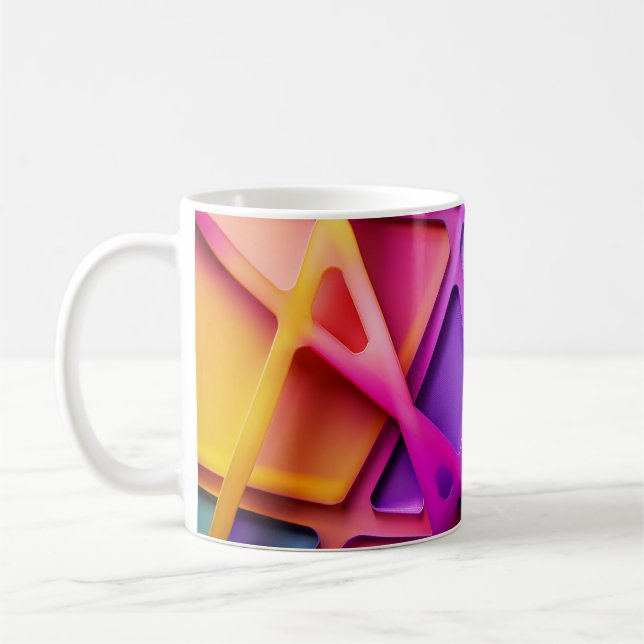 Vibrant Cross-Hatch Abstract Mug – Bold Modern Art (Left)