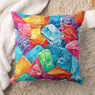 Vibrant Crystal Cluster Art Throw Pillow