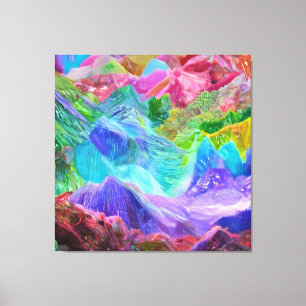 Vibrant Crystal Mountain Abstract Canvas Print