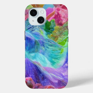 Vibrant Crystal Mountain Abstract iPhone 15 Case