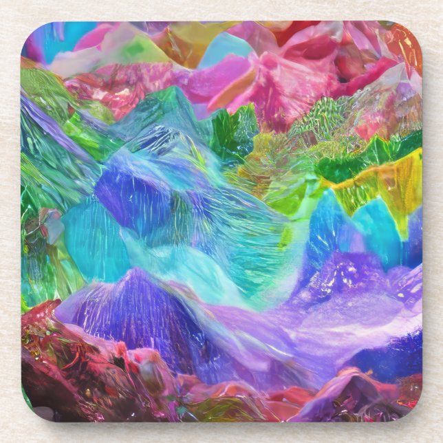 Vibrant Crystal Mountain Abstract  Coaster (Front)