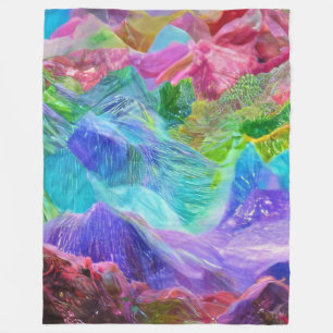 Vibrant Crystal Mountain Abstract Fleece Blanket