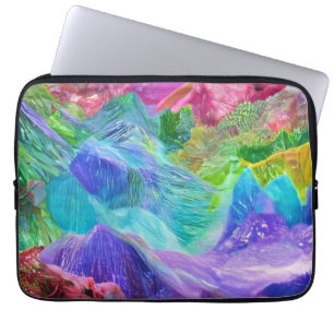 Vibrant Crystal Mountain Abstract Laptop Sleeve
