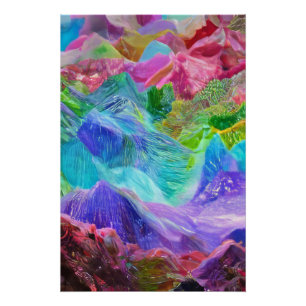 Vibrant Crystal Mountain Abstract Poster