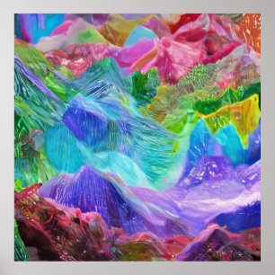 Vibrant Crystal Mountain Abstract  Poster