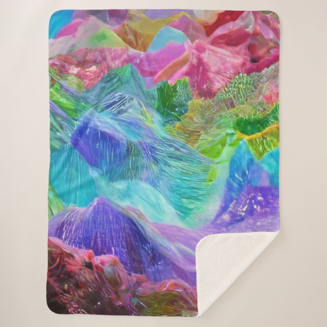 Vibrant Crystal Mountain Abstract  Sherpa Blanket (Front)