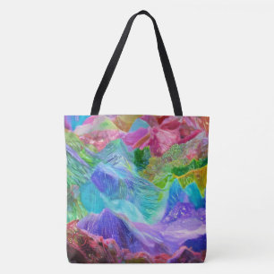 Vibrant Crystal Mountain Abstract  Tote Bag