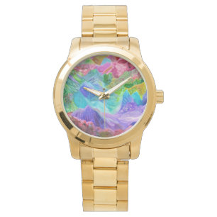 Vibrant Crystal Mountain Abstract Watch