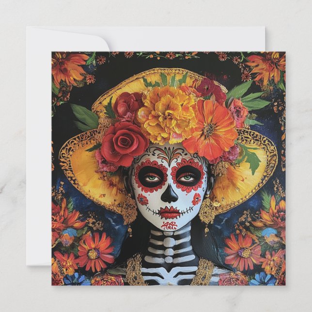 Vibrant Cultural Celebration Dia de los Muertos Invitation (Front)