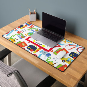 Vibrant Customizable Back to School Pattern Desk Mat