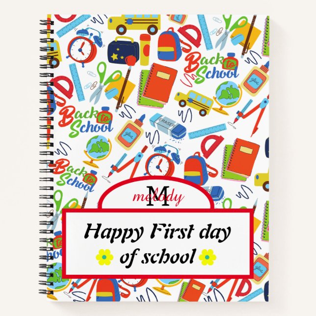 Vibrant Customizable Back to School Pattern Notebook (Front)