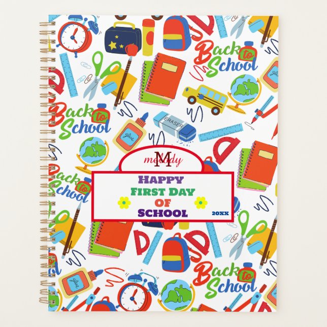 Vibrant Customizable Back to School Pattern Planner (Front)