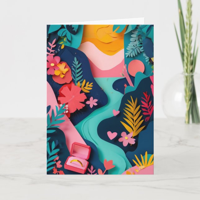 Vibrant Cut-Paper Love Nest Card (Front)