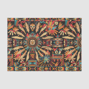 Vibrant Cyan "Aztec Dream" Decorative Tissue Paper