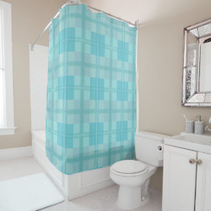 Vibrant Cyan Electric Blue Plaid Aesthetic