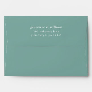Vibrant Cyan Green Return Address Wedding Envelope