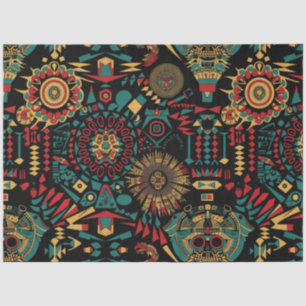 Vibrant Cyan "Heritage-Inspired Patterns" Luxe Tis Tissue Paper