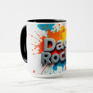 Vibrant Dad Rocks Splash Coffee Mug   Customizable