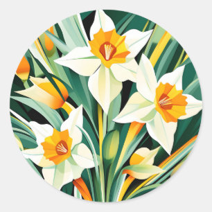 Vibrant Daffodil Flowers Plant Classic Round Sticker