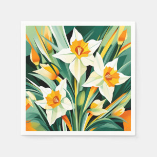Vibrant Daffodil Flowers Plant Napkin