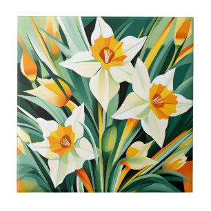 Vibrant Daffodil Flowers Plant Tile