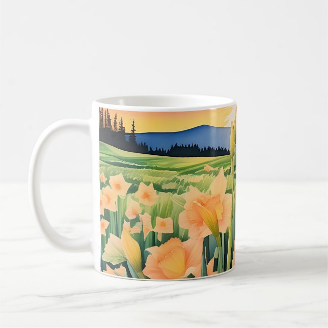 Vibrant Daffodil Meadow Coffee Mug (Left)