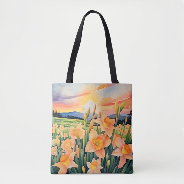 Vibrant Daffodil Meadow Tote Bag (Front)