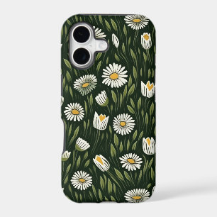 Vibrant Daisy Pattern with Lush Green Accents
