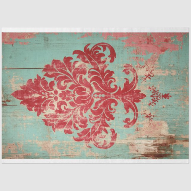 Vibrant Damask Patina Patterned Background Art Tissue Paper (Front)