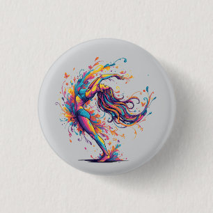 Vibrant Dance Flow Abstract Female Art 1 Inch Round Button