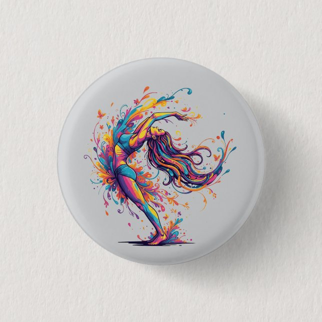 Vibrant Dance Flow Abstract Female Art 1 Inch Round Button (Front)
