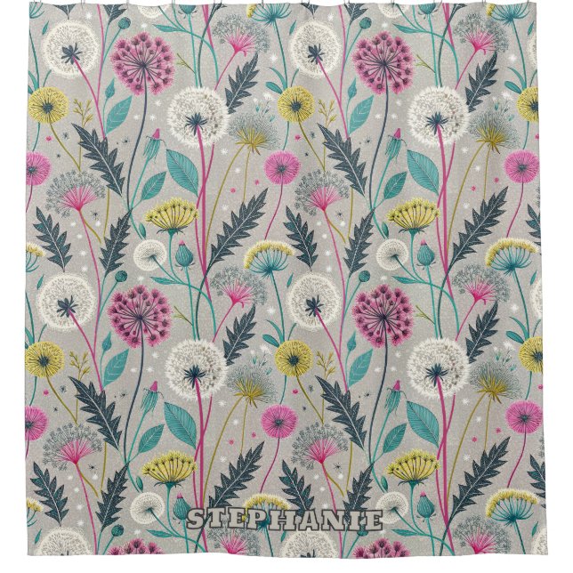 Vibrant Dandelion and Foliage Seamless Pattern (Front)