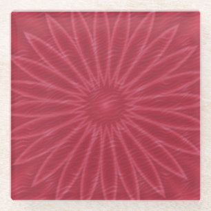 Vibrant Dark Pink Flower Print Glass Coaster