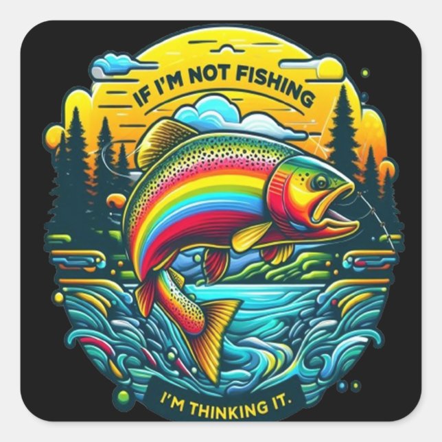 Vibrant Dawn on the Angler’s Dream Rainbow Trout  Square Sticker (Front)