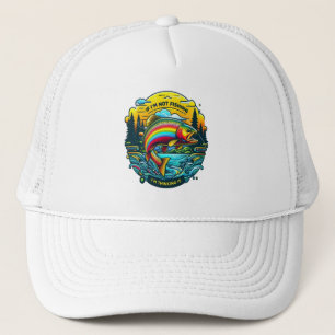 Vibrant Dawn on the Angler’s Dream Rainbow Trout  Trucker Hat